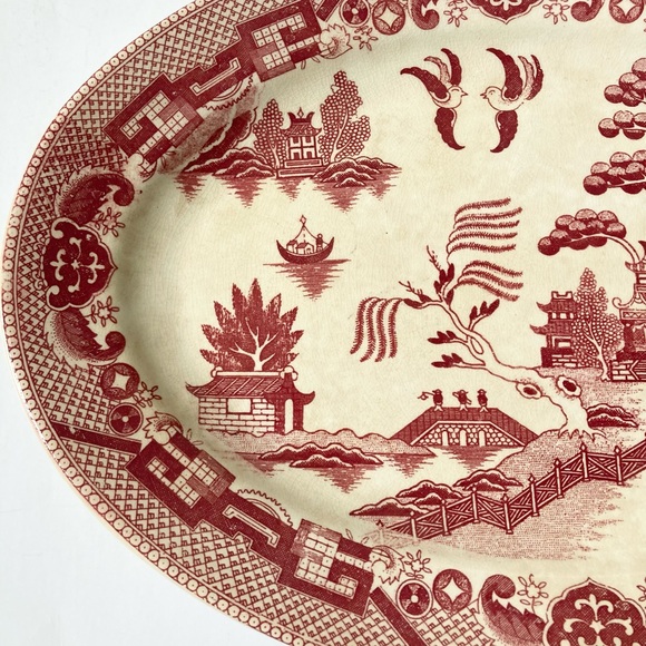 Red Willow Oval Serving Platter, Vintage, Japan, Free Shipping - Picture 6 of 9